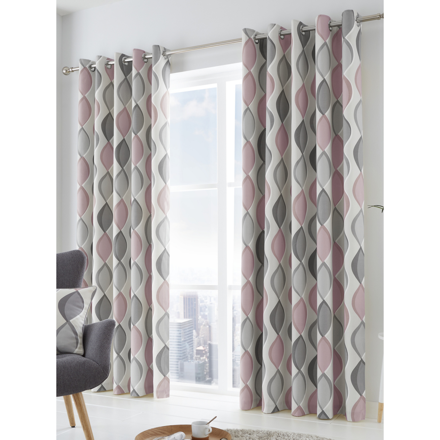 George Pink Fusion Lennox Blush Eyelet Curtains