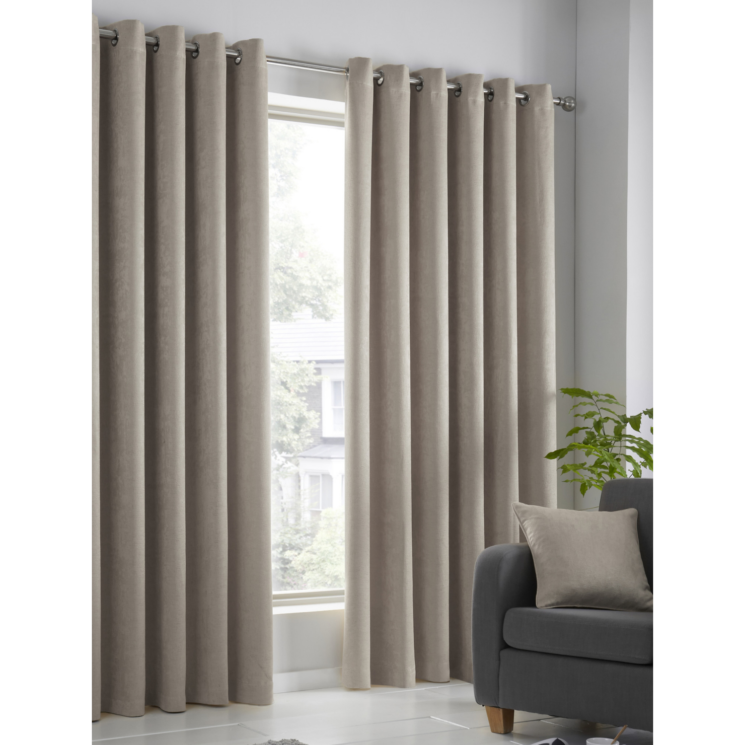 Strata Natural Fusion Thermal Dim-Out Eyelet Curtains In
