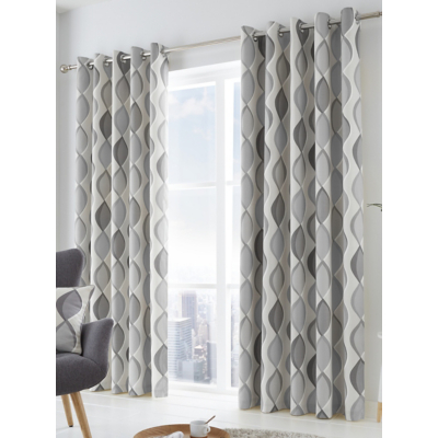 Fusion Lennox Eyelet Curtains in Grey - 90" Width x 72" Drop (229 x 183cm)  | TJ Hughes