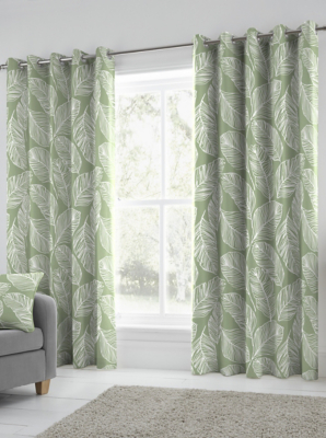 Fusion Matteo Green Eyelet Curtains Home at ASDA