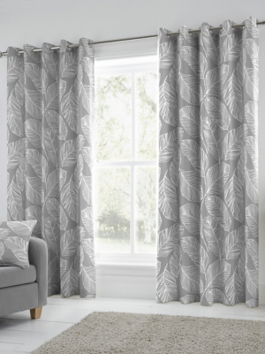 Fusion Matteo Grey Eyelet Curtains Home at ASDA