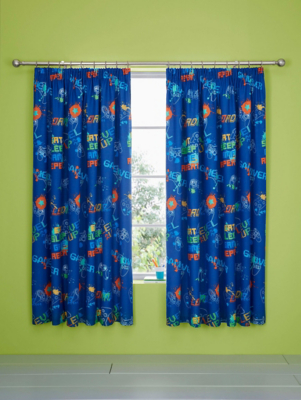 Bedlam Game Glow In The Dark Blue Kids Bedroom Curtains | Home | George ...