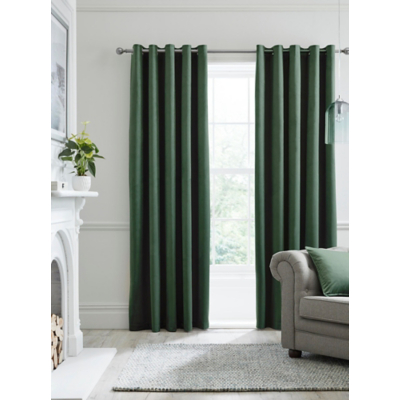 Laurence Llewelyn-Bowen Montrose' Velvet Blackout-Coated Pair of Eyelet Curtains in Bottle Green | Size: 117Cm Width X 183Cm Drop