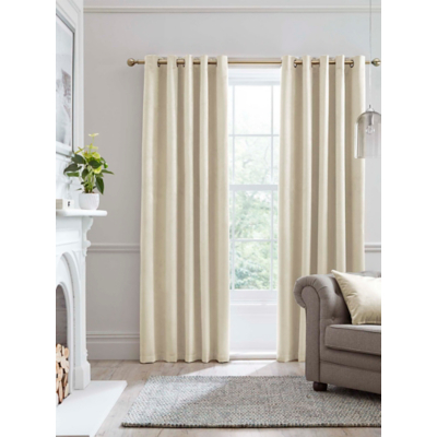 Laurence Llewelyn-Bowen Montrose' Velvet Blackout-Coated Pair of Eyelet Curtains in Ivory | Size: 117Cm Width X 137Cm Drop
