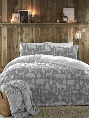 Fusion Christmas Artic Animals Cosy Plush Duvet Cover Set Home