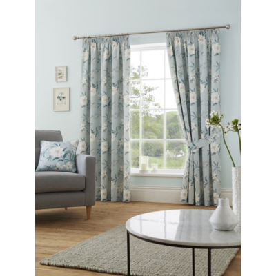 D & D Eve Pencil Pleat Curtains in Duck Egg - 90" Width x 90" Drop (229 x 229cm)  | TJ Hughes