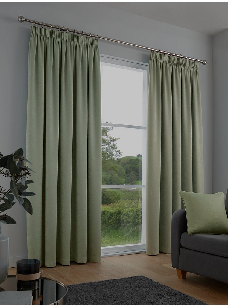 Fusion Galaxy Green Dimout Pencil Pleat Curtains | Home | George at ASDA