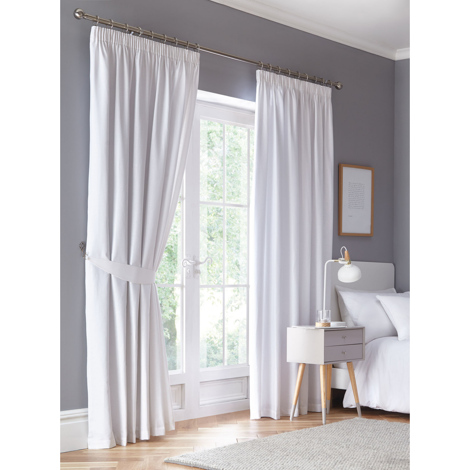 George White Fusion Dijon Pencil Pleat Curtains