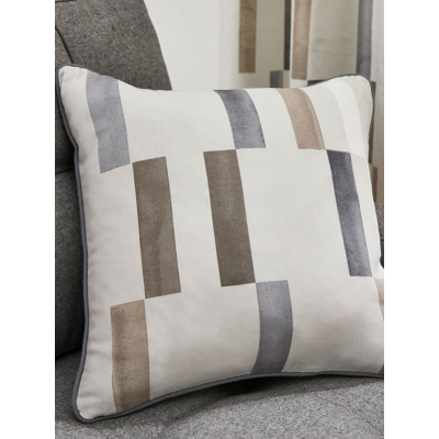 Fusion 'Oakland' Abstract Geo Print Filled Cushion 100% Cotton in Natural | Size: 43 cm x 43 cm