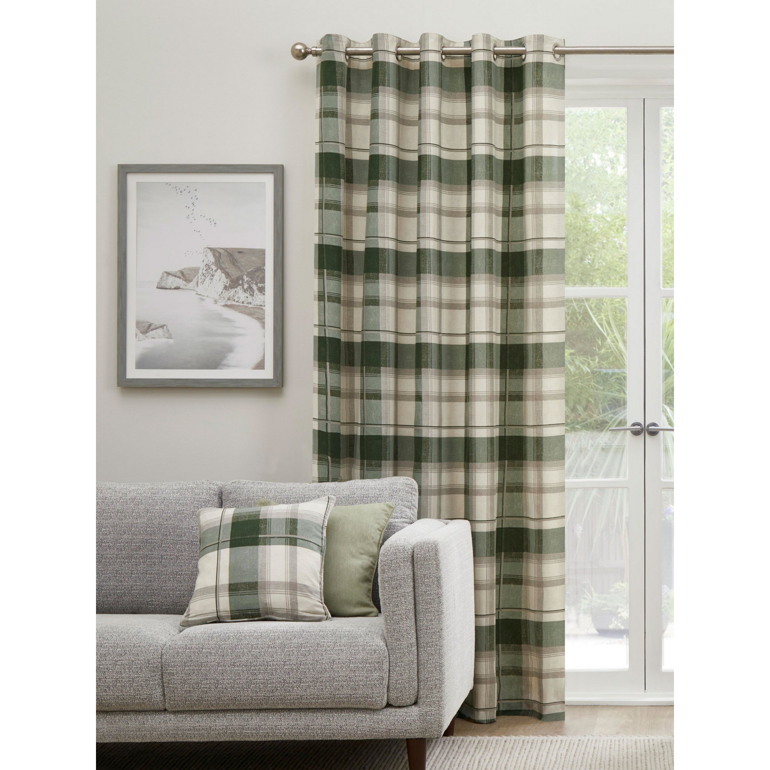 George Green Fusion Balmoral Check 100% Cotton Bottle Eyelet Curtains