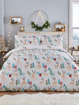 Fusion Christmas Winter Stag Duvet Cover Set Home at ASDA