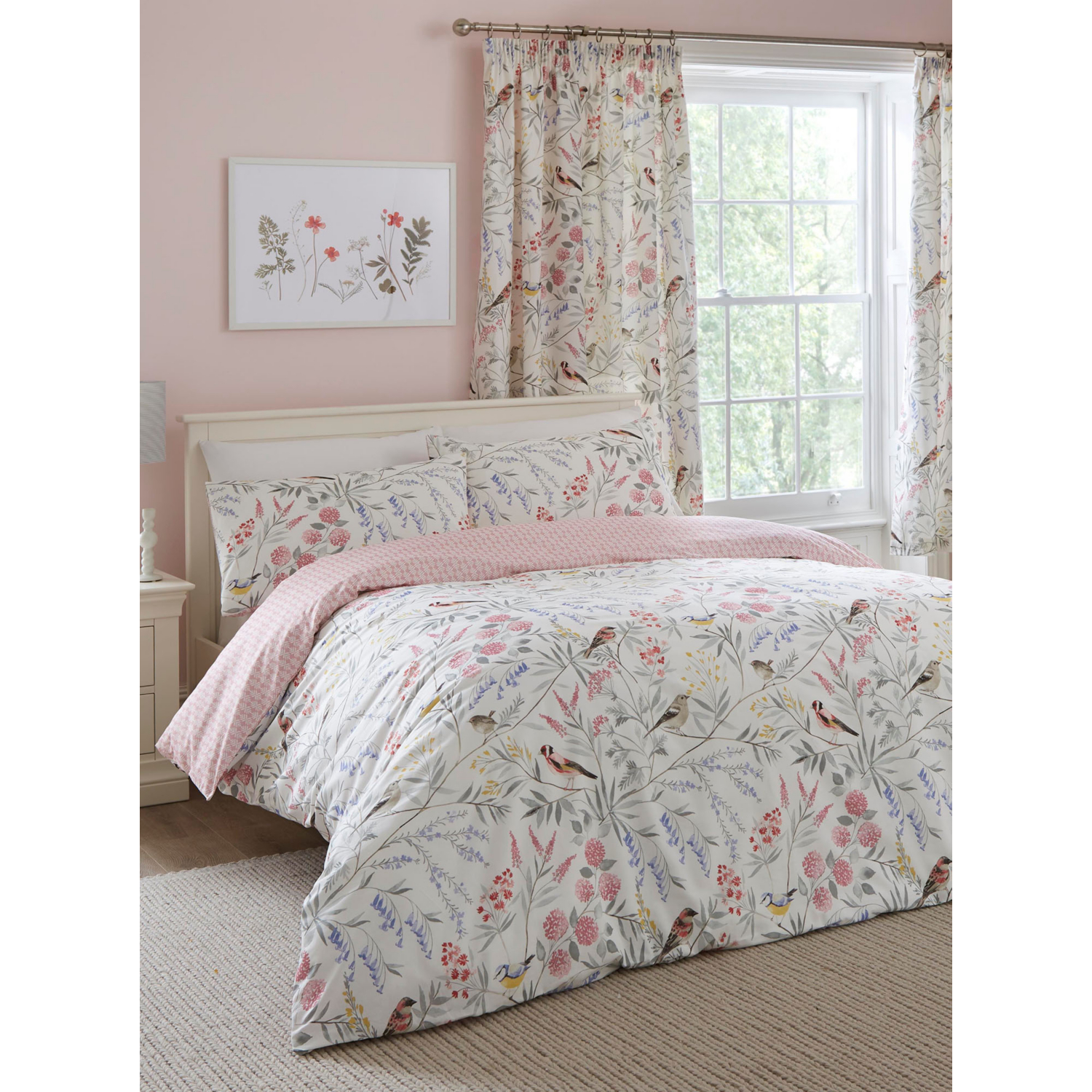 George Pink D&D Caraway Garden Birds Duvet Cover Set