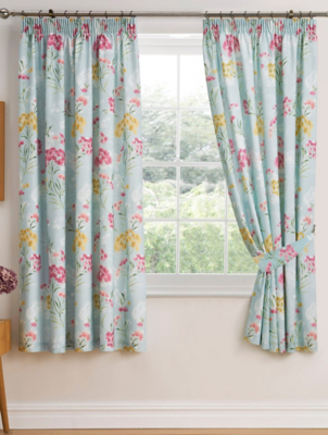 Dreams & Drapes Design Pia Hand Painted Pair of Pencil Pleat Curtains