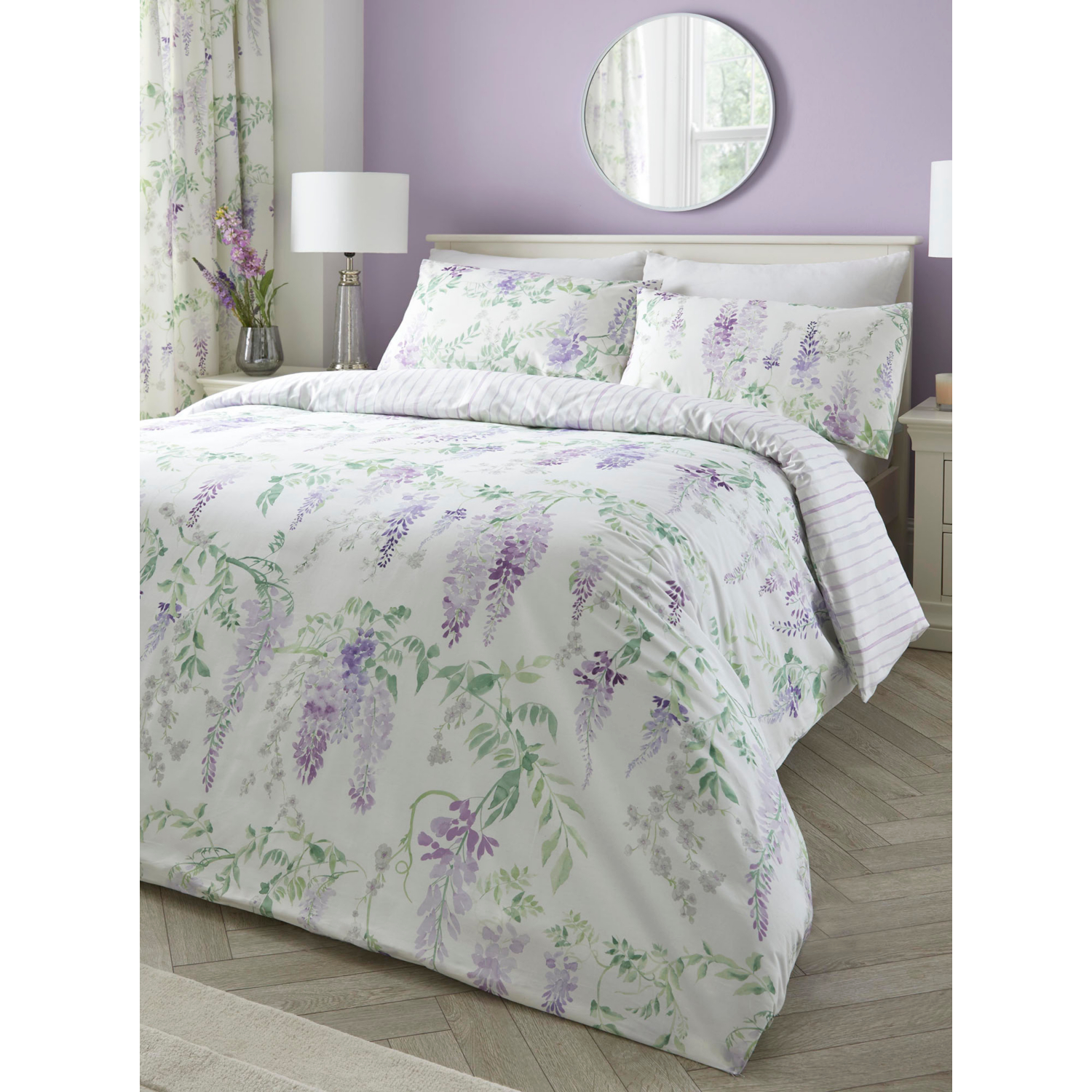 George Lilac D&D Wisteria Floral Duvet Cover Set