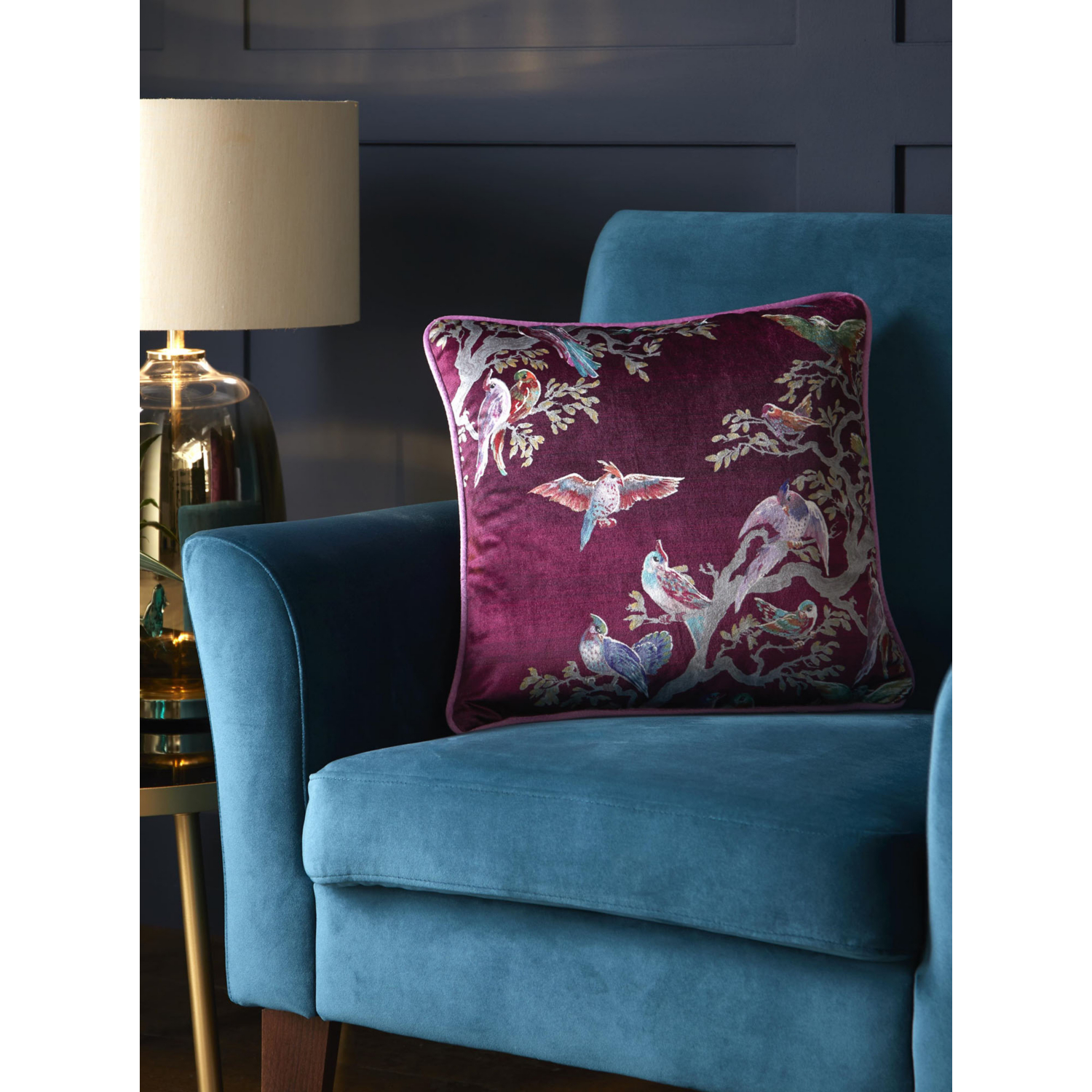 George Pink Laurence Llewelyn-Bowen Bird Absurdity Cushion