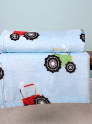 Bedlam Farmyard Friends Kids Fleece Throw in Blue - 120cm x 150cm