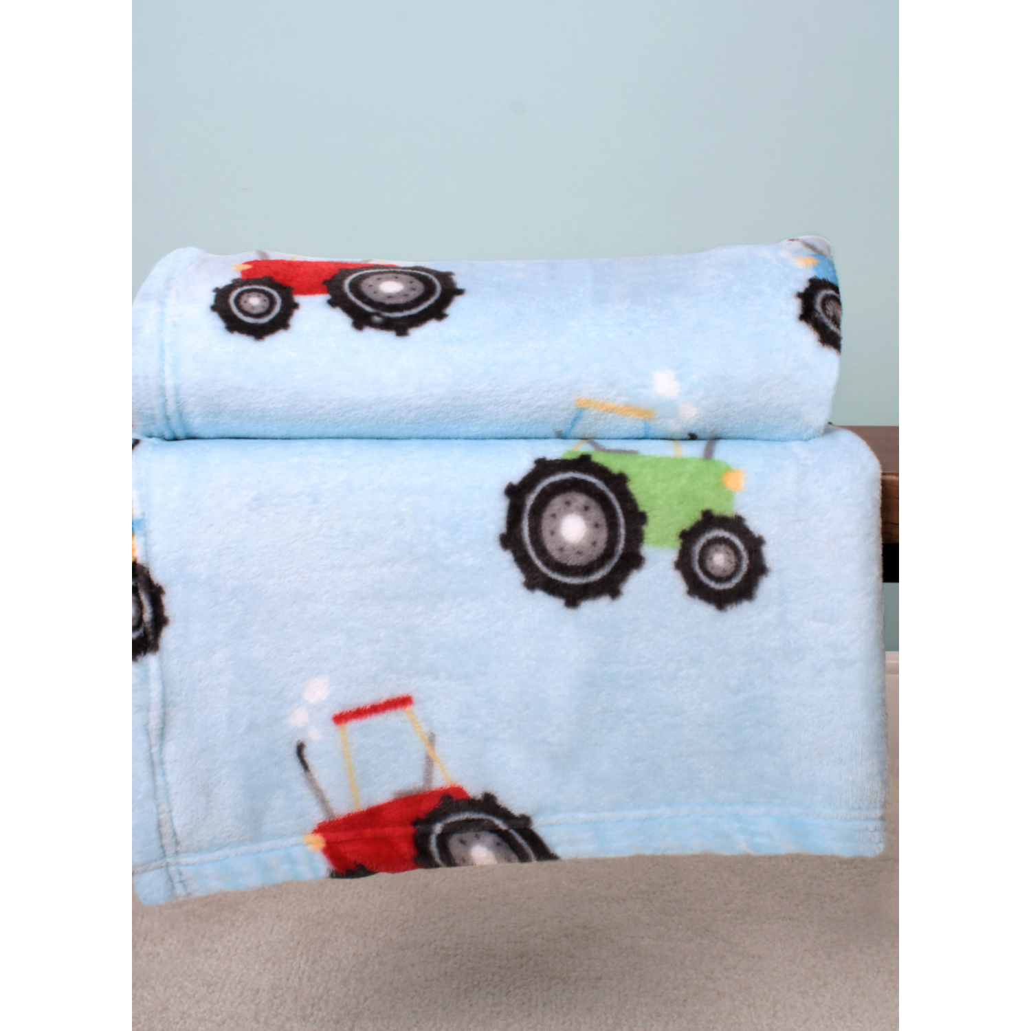 Bedlam Fleece Blanket (120 x 150cm), Blue Throw with Farm Tractor Design, Blanket & Throw for Kids, Kids Fleece Blanket for Boys, Farmyard Friends - Image 5