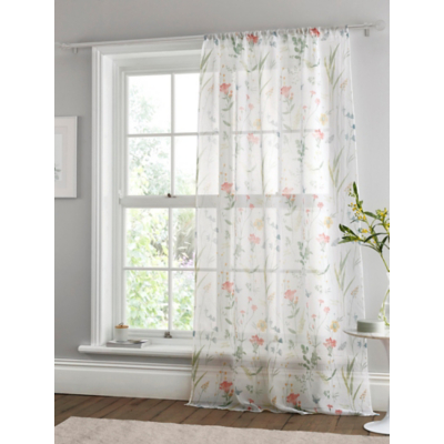 Dreams & Drapes 'Spring Glade' Nature Inspired Print Voile Panel | Size: 140 cm width x 137 cm drop