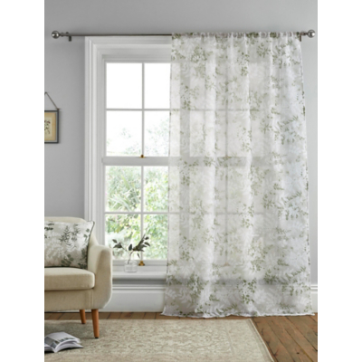 Dreams & Drapes 'Tiverton' Voile Panel in Green | Size: 137 cm width x 137 cm drop