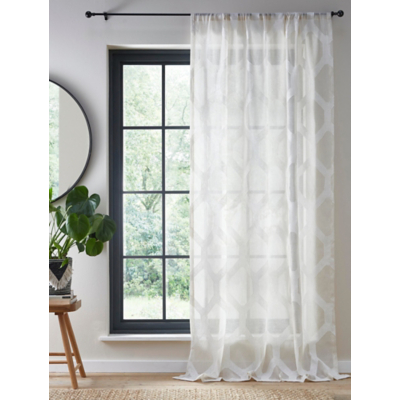 Fusion 'Linara' Geometric Print Voile Panel in Natural | Size: 140 cm width x 122 cm drop