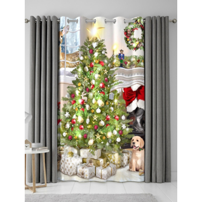 George Multi Fusion Christmas Tree Eyelet Single Panel Door Curtain