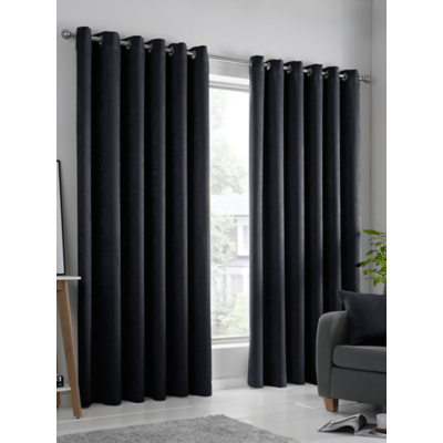 Strata Black Fusion Eyelet Curtains W 168Cm (66 Inch) X D 137Cm (54 Inch)