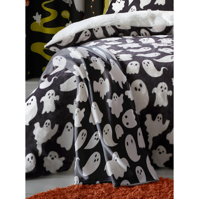 Ghost Grey Bedlam Spooky Ghosts Kids Fleece Throw