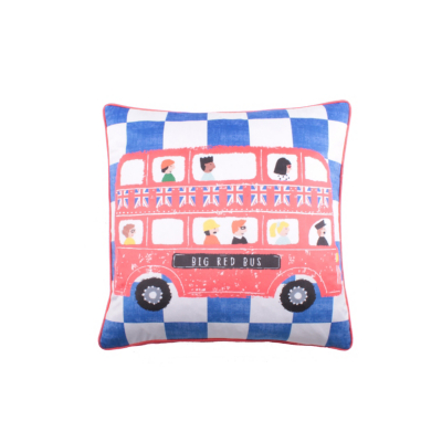 Bedlam 'On The Move' Velvet Filled Cushion in Blue | Size: 43 cm x 43 cm