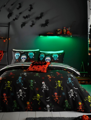 Bedlam Dancing Skeletons Glow in the Dark Kids Duvet Set Home