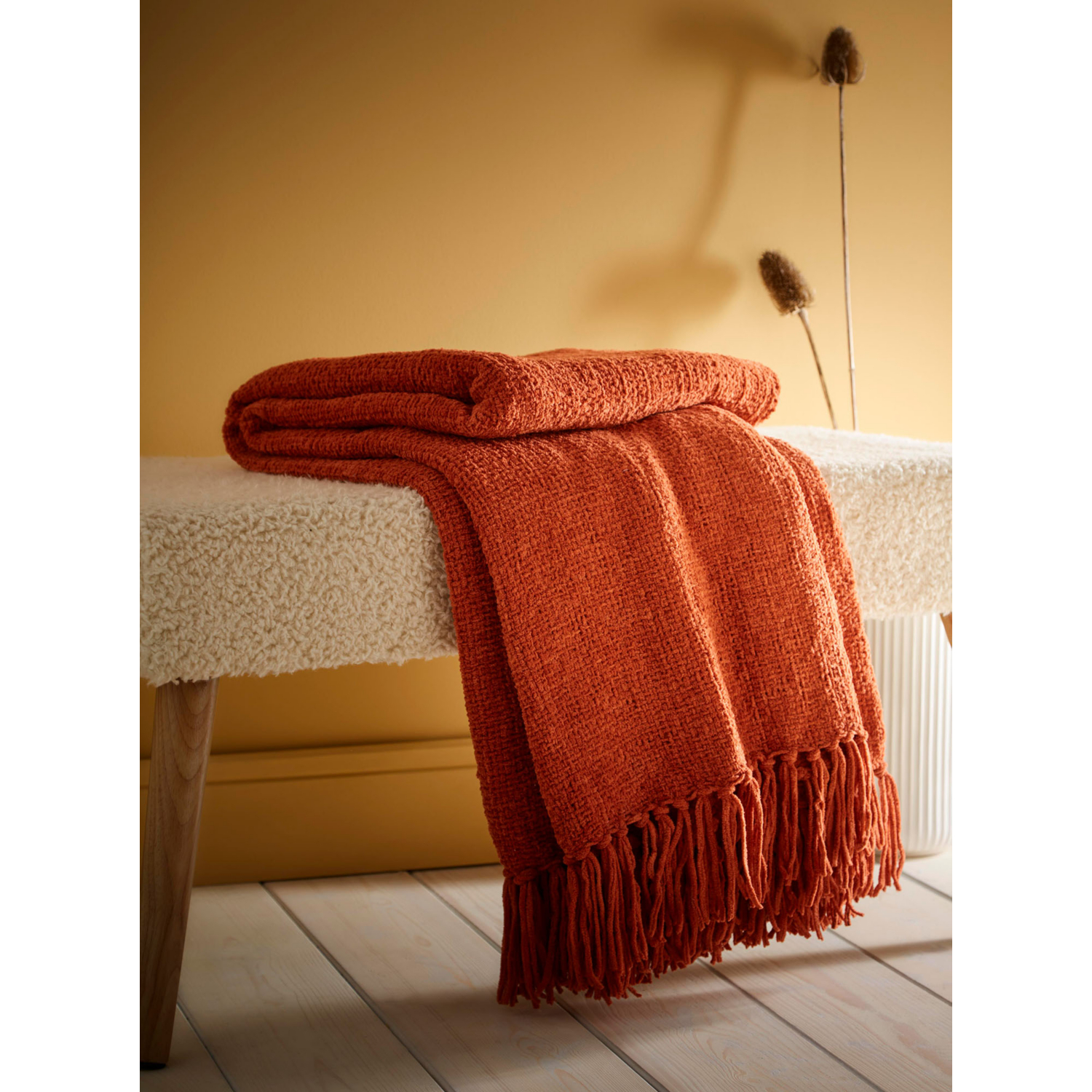 Apple Terracotta Appletree Chenille Throw - 130Cm X 180Cm