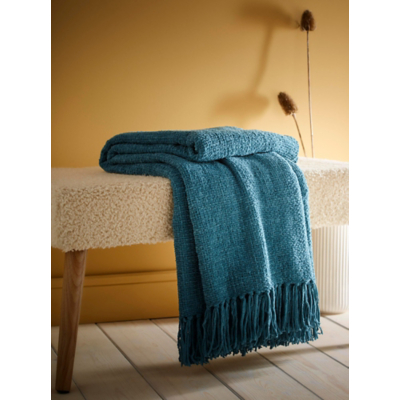 Appletree 'Chenille Throw' Textured Throw in Teal | Size: 130 cm x 180 cm