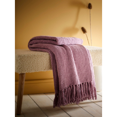 Appletree 'Chenille Throw' Textured Throw in Purple | Size: 130 cm x 180 cm