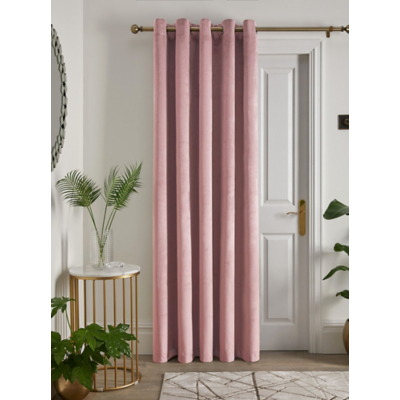 Laurence Llewelyn-Bowen 'Montrose' Velvet Blackout Eyelet Single Panel Door Curtain in Light Pink | Size: 168 cm width x 214 cm drop