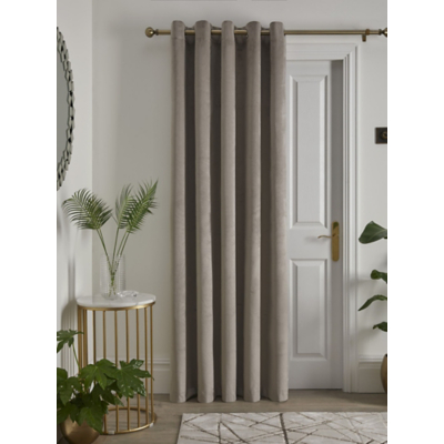 Laurence Llewelyn-Bowen 'Montrose' Velvet Blackout Eyelet Single Panel Door Curtain in Natural | Size: 168 cm width x 214 cm drop