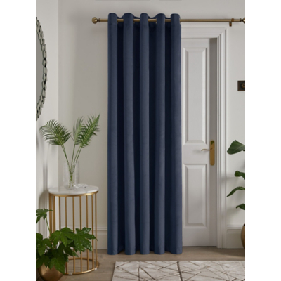 Laurence Llewelyn-Bowen 'Montrose' Velvet Blackout Eyelet Single Panel Door Curtain in Navy | Size: 168 cm width x 214 cm drop