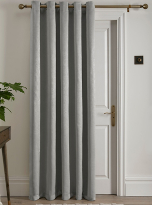 Fusion Silver Strata Single Eyelet Door Curtain | Curtains & Blinds ...