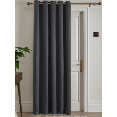 Fusion Strata Single Panel Eyelet Door Curtain in Charcoal  | TJ Hughes