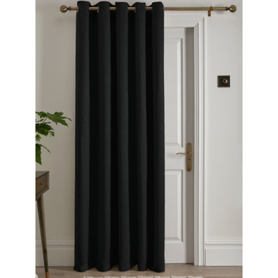 Fusion Strata Single Panel Eyelet Door Curtain in Black  | TJ Hughes