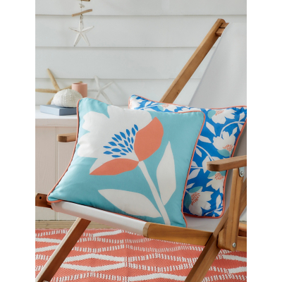 Fusion 'Luna' Outdoor Water & UV Resistant Garden Filled Bench Cushion in Duck Egg Blue | Size: 43 cm x 43 cm
