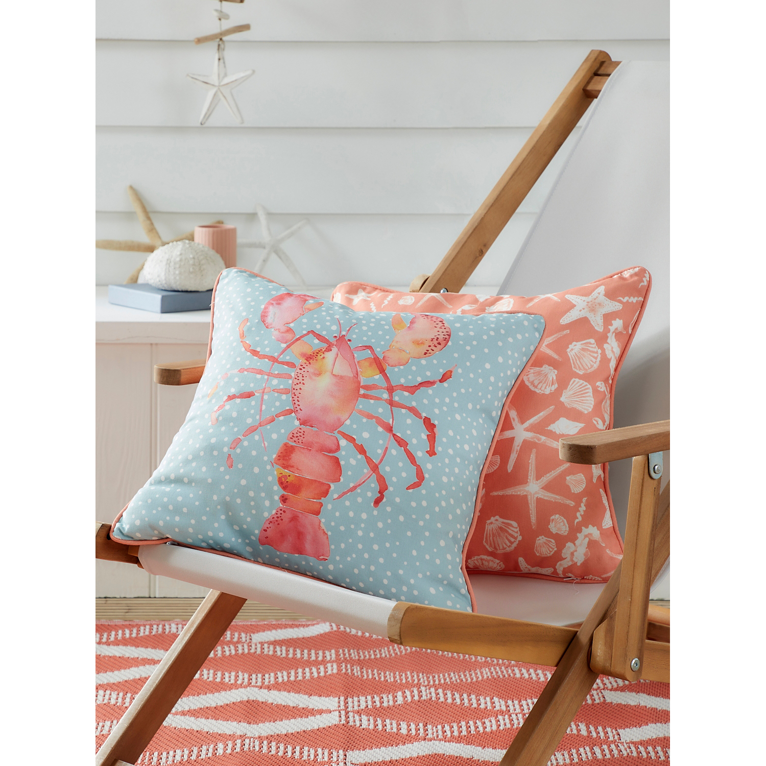 George Orange Fusion Lobster Outdoor Filled Cushion