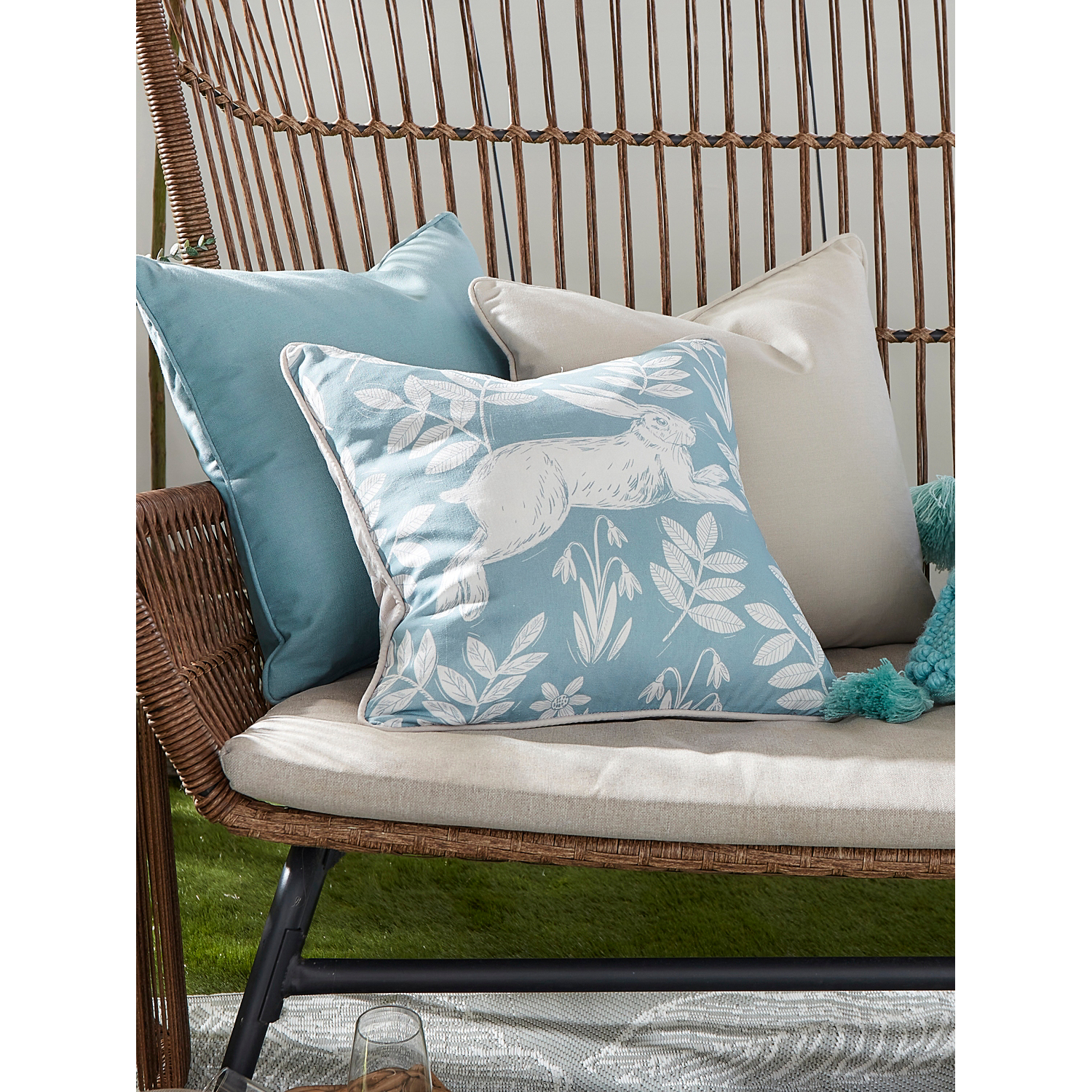 George Duck Egg D & D Spring Rabbit Outdoor Filled Cushion