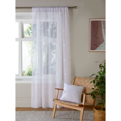Appletree 'Polka Dot' Tufted Voile Panel in White | Size: 140 cm width x 122 cm drop