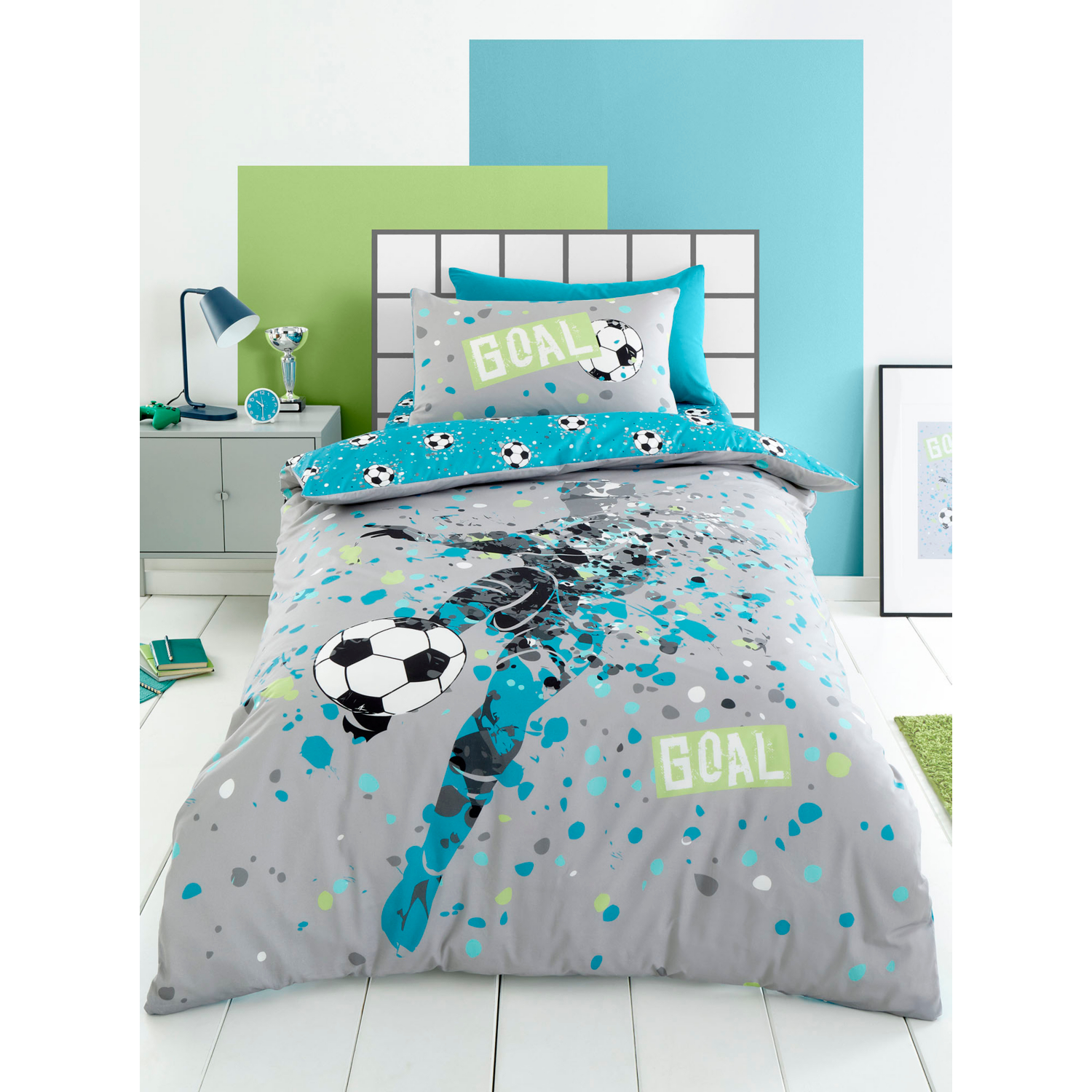 George Grey Bedlam Goal Reversible Football Duvet Set In