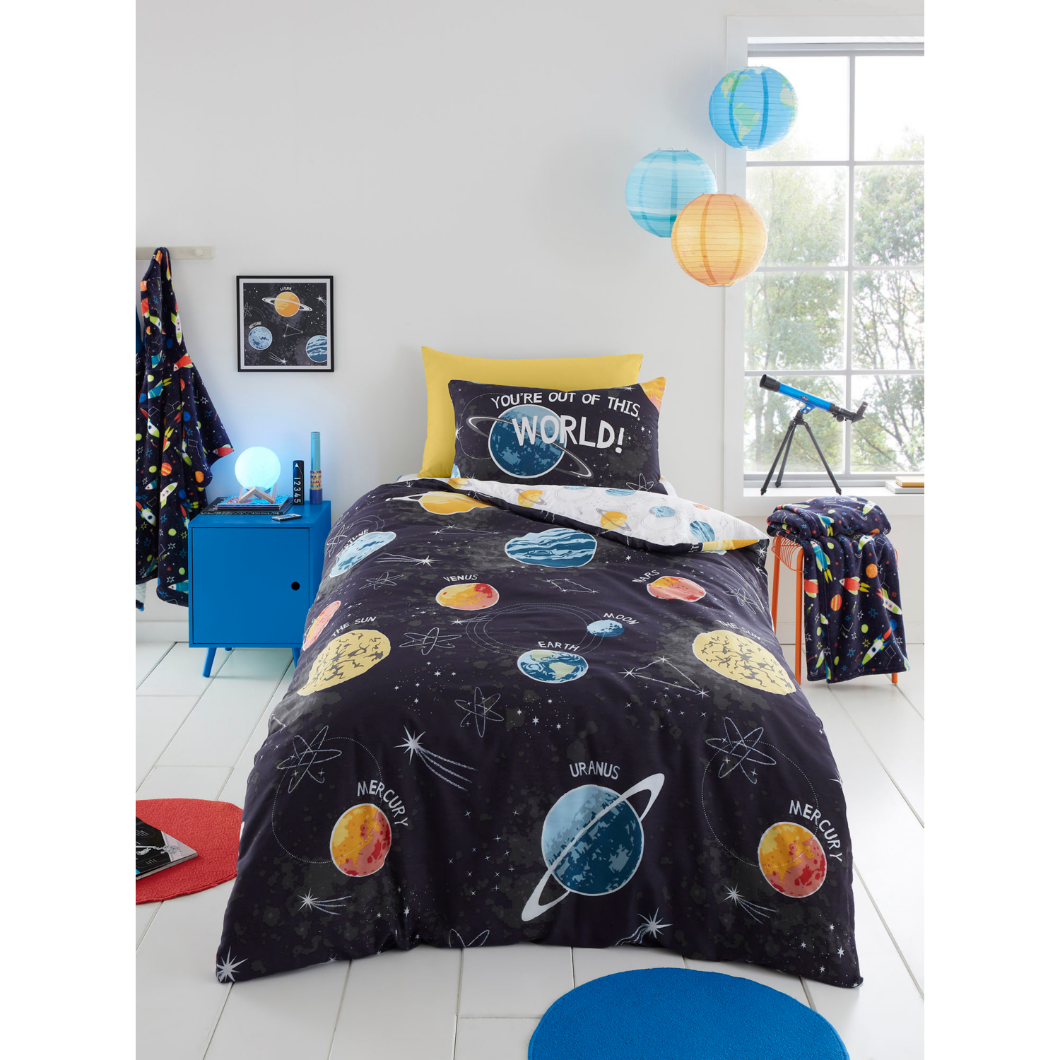 George Black Bedlam Space Glow In The Dark Duvet Set In