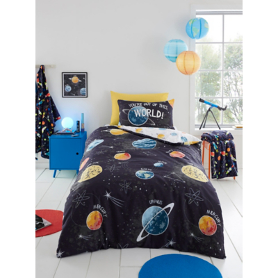 George Unisex Kids Black Bedlam Space Glow In The Dark Duvet Set In Double