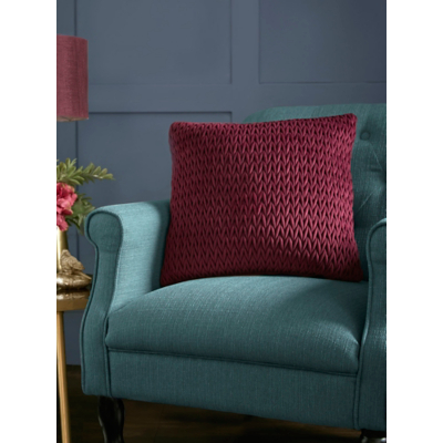 Laurence Llewelyn-Bowen 'Amory' Luxury Quilted Textured Cushion in Wine | Size: 43cm x 43cm
