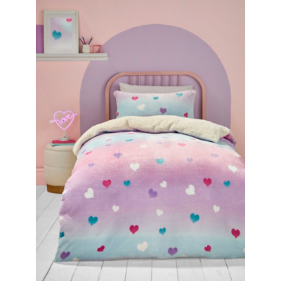 George Unisex Kids Multi Bedlam Cosy Ombre Heart Duvet Set Double
