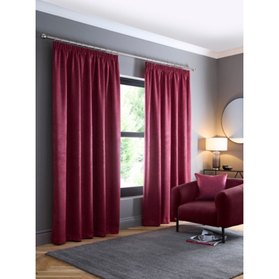 Fusion 'Galaxy' Pair of Light Reducing Thermal Effect Pencil Pleat Curtains in Wine | Size: 229 cm width x 183 cm drop
