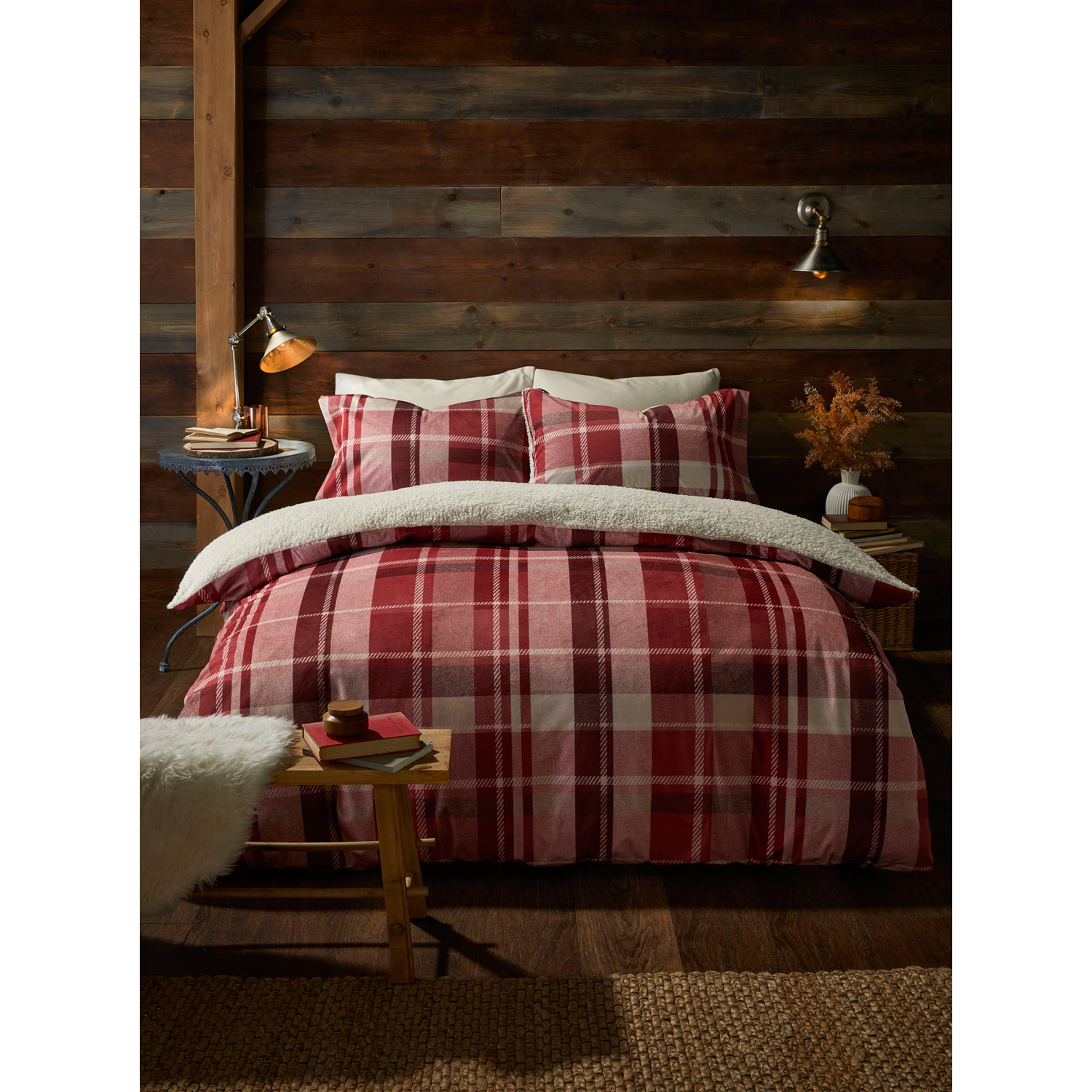 George Red Fusion Mulford Check Duvet Cover Set