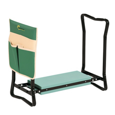 Outsunny Garden Kneeler Foldable Seat w/ Tool Bag Pouch, Green